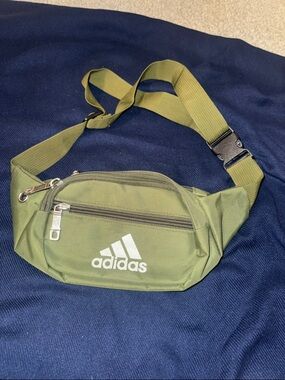 adidas khaki Green Waist Bag with White Logo